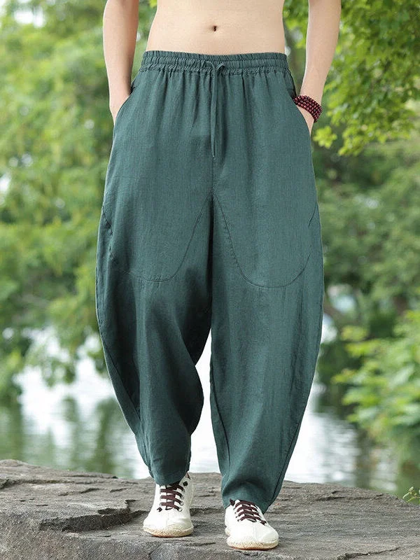 

100% льняные мужские брюки-карго Harlan, летние, тонкие, свободные, больших размеров, модные повседневные брюки-фонарики для молодежи, весна-лето