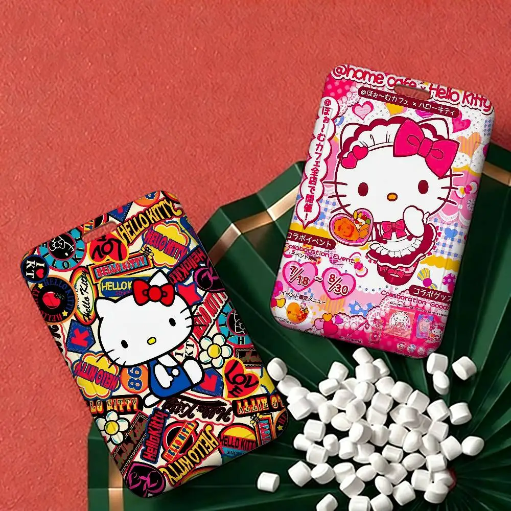 Cartoon H-HelloS K-KittyS Holder ID Name Tag Cover Company Work Card Holder for Staff Employees Bus Card Sleeve with Lanyard