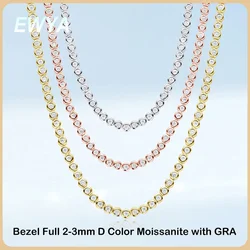 EWYA Luxury Bubble 2/3mm D Color Full Moissanite Tennis Necklace for Women S925 Silver Plated 18K Diamond Neck Chain Necklaces