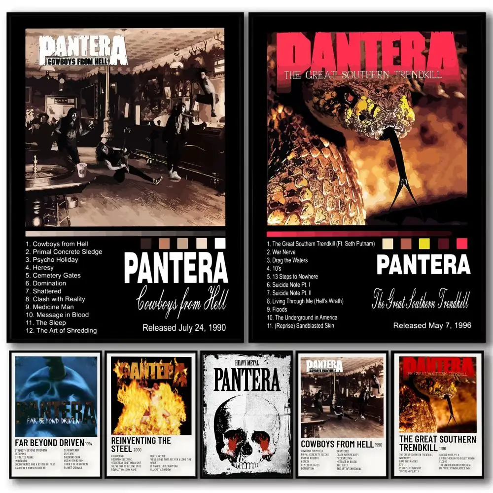 Classic Band P_Pantera Music Album HD Linen Canvas Poster Wall Art Prints for Living Room Bedroom Office Home Decoration Gift