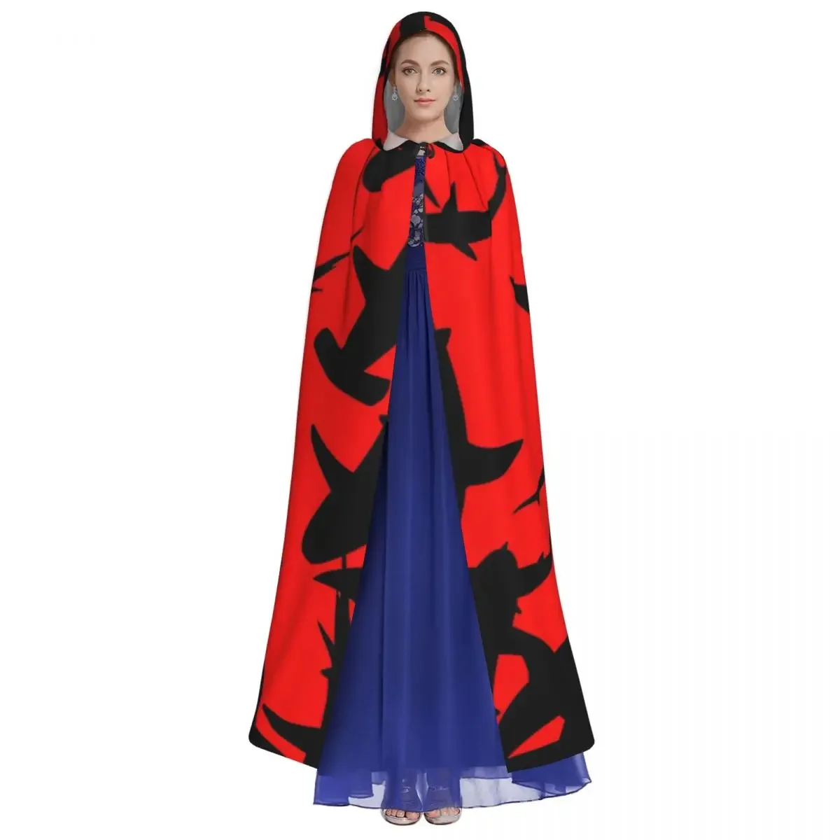 Manto encapuzado de tubarões para homens e mulheres, Halloween Party Cosplay, Robe Longo Adulto, Capuz