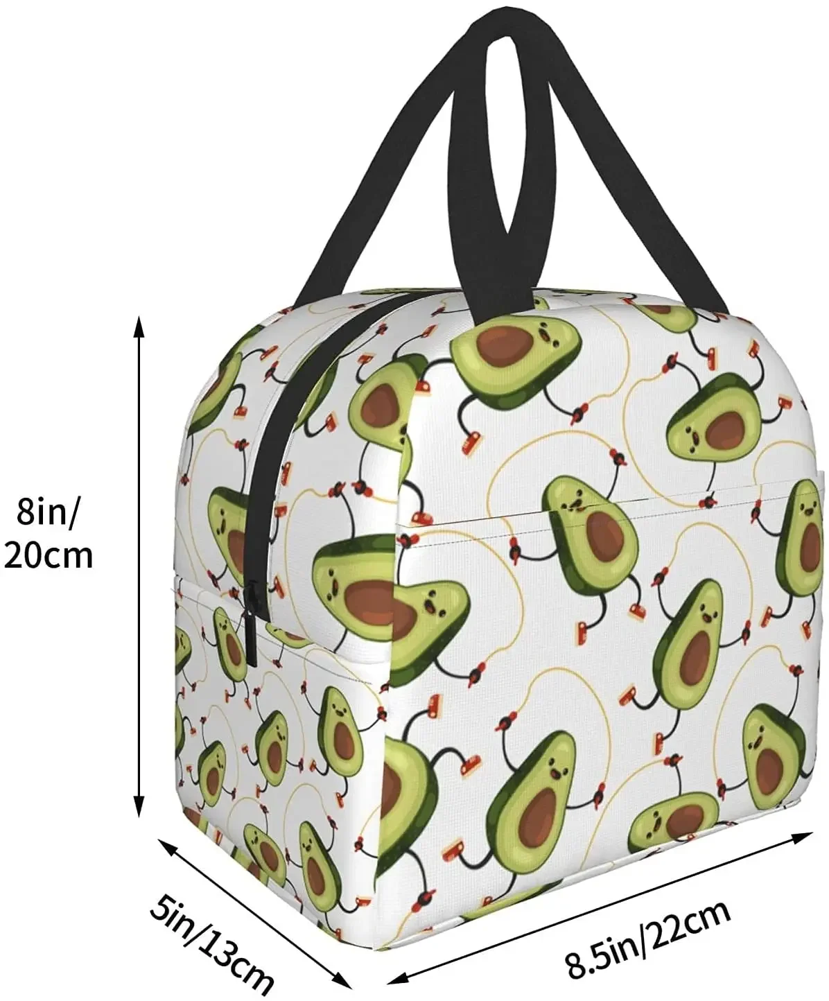 Saco macio isolado para homens e mulheres, lancheira de frutas fofa, mini refrigerador, sacola térmica, abacate, trabalho de escritório