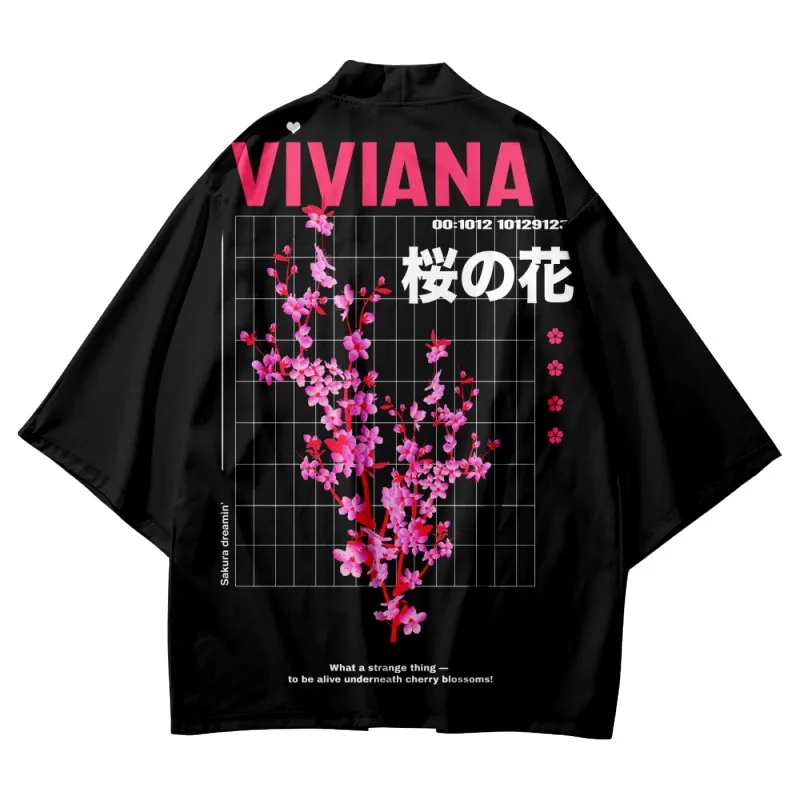 

Cherry Blossoms Print Samurai Shirt Clothing Traditional Haori Kimono Women Men Japanese Streetwear Cardigan Yukata Cosplay