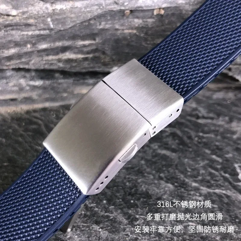 High Quality Silicone Fluorous Rubber Watchband 21mm for Longines hydroconquest L3 Conquest Sports Diving Watch Strap Black new view 3
