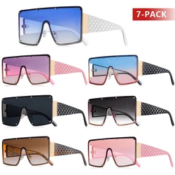 CRIXALIS 7 PCS Square Rimless Sunglasses Women Oversized Luxury Designer Sun Glasses Female Fashion Gradient Shades Lady UV400