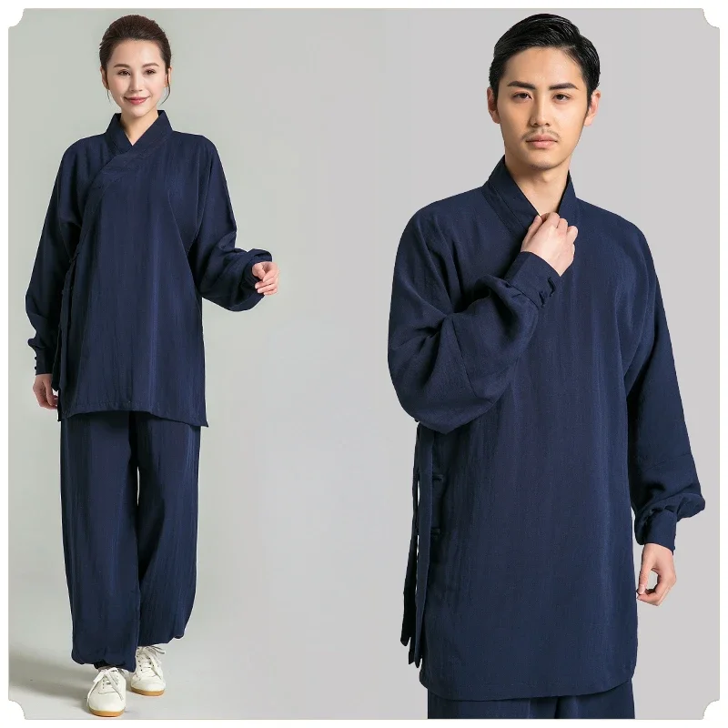 Oblique Chinese Traditional Tai Chi Uniforms Kung Fu Wu Shu Robe Unisex 12 Colors Can Custom Top And Pants