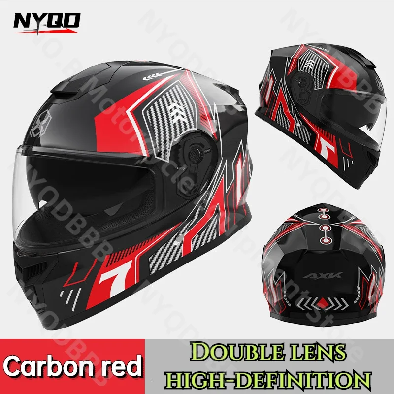 Casco da moto Antiappannamento e caldo casco integrale per moto invernale per veicoli elettrici Casco integrale completamente coperto con doppia lente