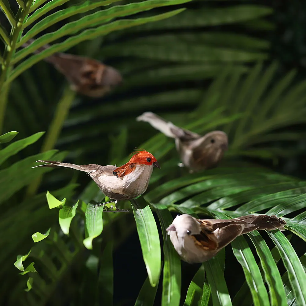 

4 Pcs Artificial Birds Colorful Foams Feathered Clip Simulation Bird naments for Garden Yard Park Outdoor Home Decoration