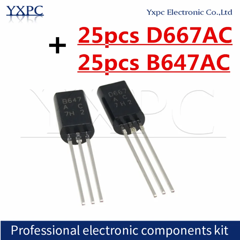

50pcs 2SB647AC 2SD667AC (25pcs B647AC + 25pcs D667AC) TO-92L B647 D667