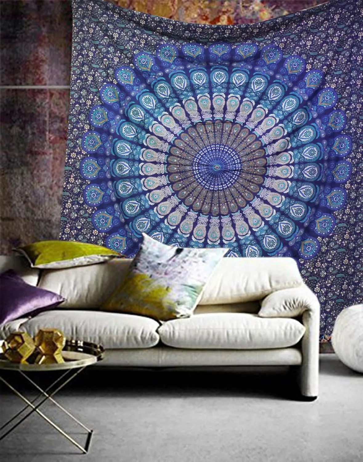 raajseeTurquoise BlueTapestry- Best Mandala Wall Hanging- Bedding Tapestry For Bedroom Aesthetic-Size (30x40Inches / 76x101 Cms)