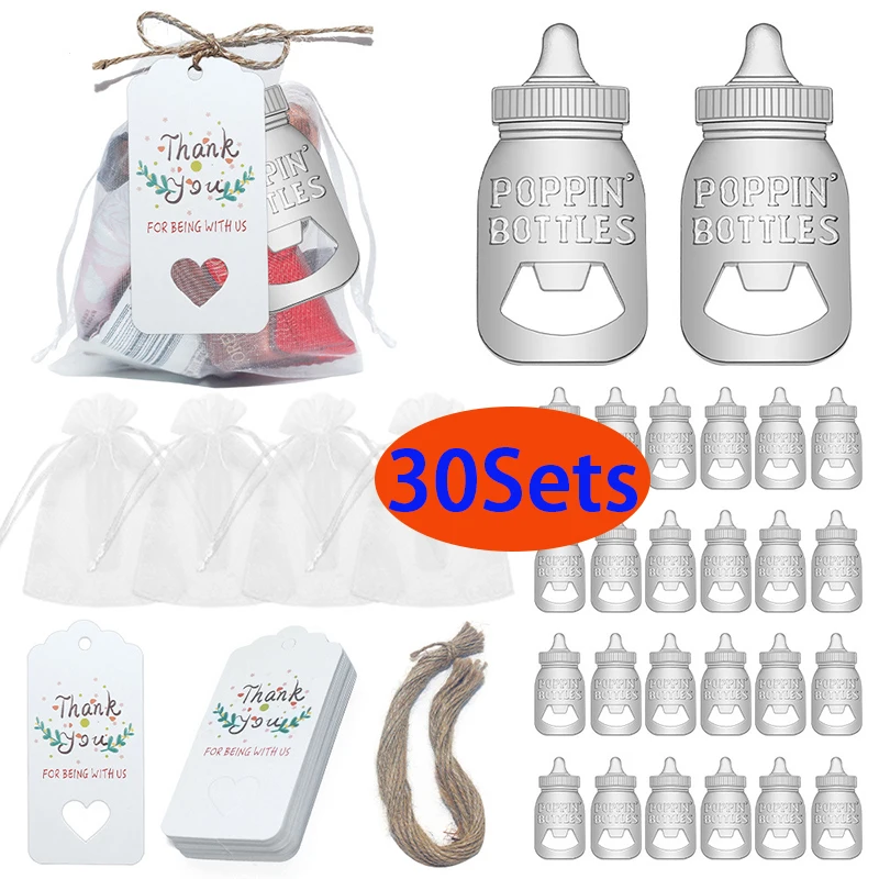 

30Sets Baby Shower Decorations Candy Bag Party Cute Bottle Opener Baby Full Moon Birthday Party Decorations Keepsakes