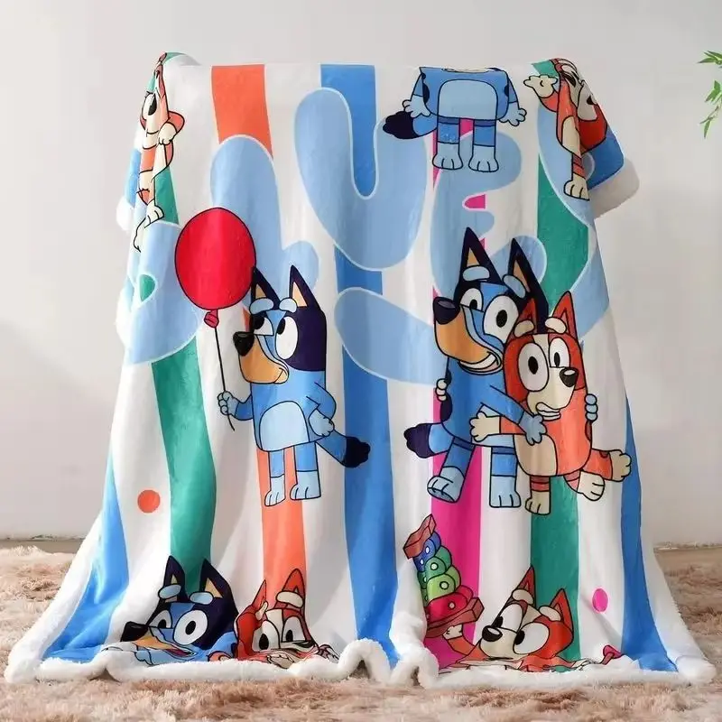 Animated Bluey Family Blanket Flannel Blanket 3d Printed Children\'s Air Conditioning Sofa Animated Throw Blanket Napping Blanket