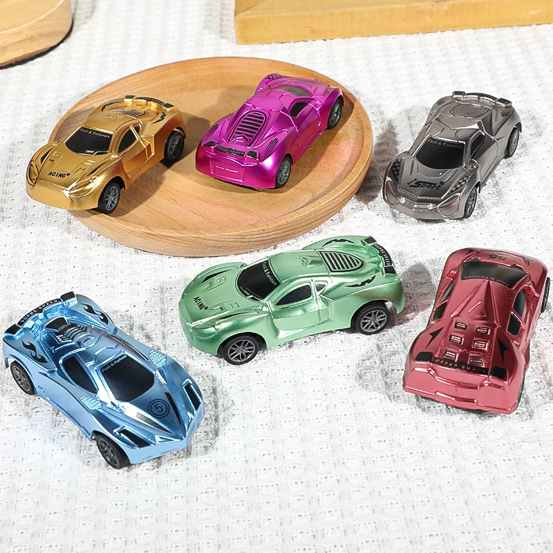 Children's Educational Toys Mini Cartoon Plastic Spray Paint Simulation Racing Car Toy Model Creative Fun Pull Back Small Car