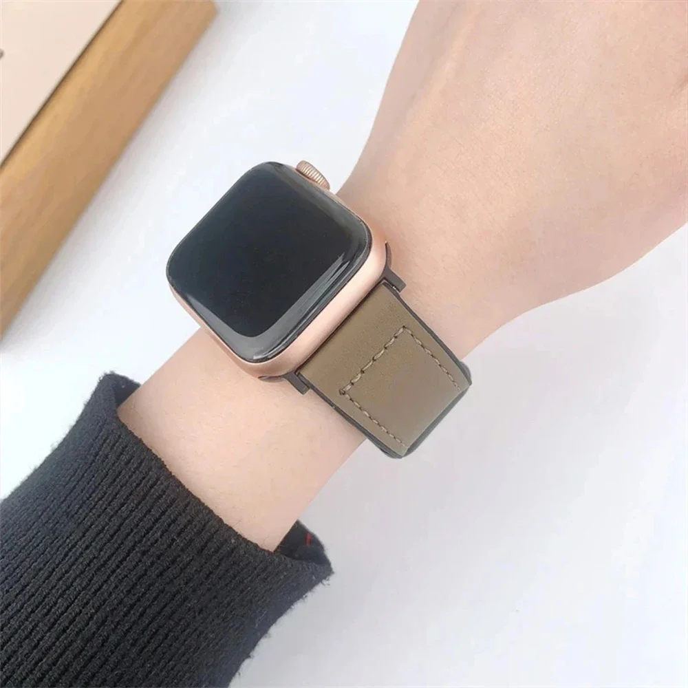 Couro magnético + pulseira de silicone para apple watch ultra2 49mm 10 46mm 42mm pulseira para iwatch series9 8 7 6 5 4 se 41mm 38mm banda