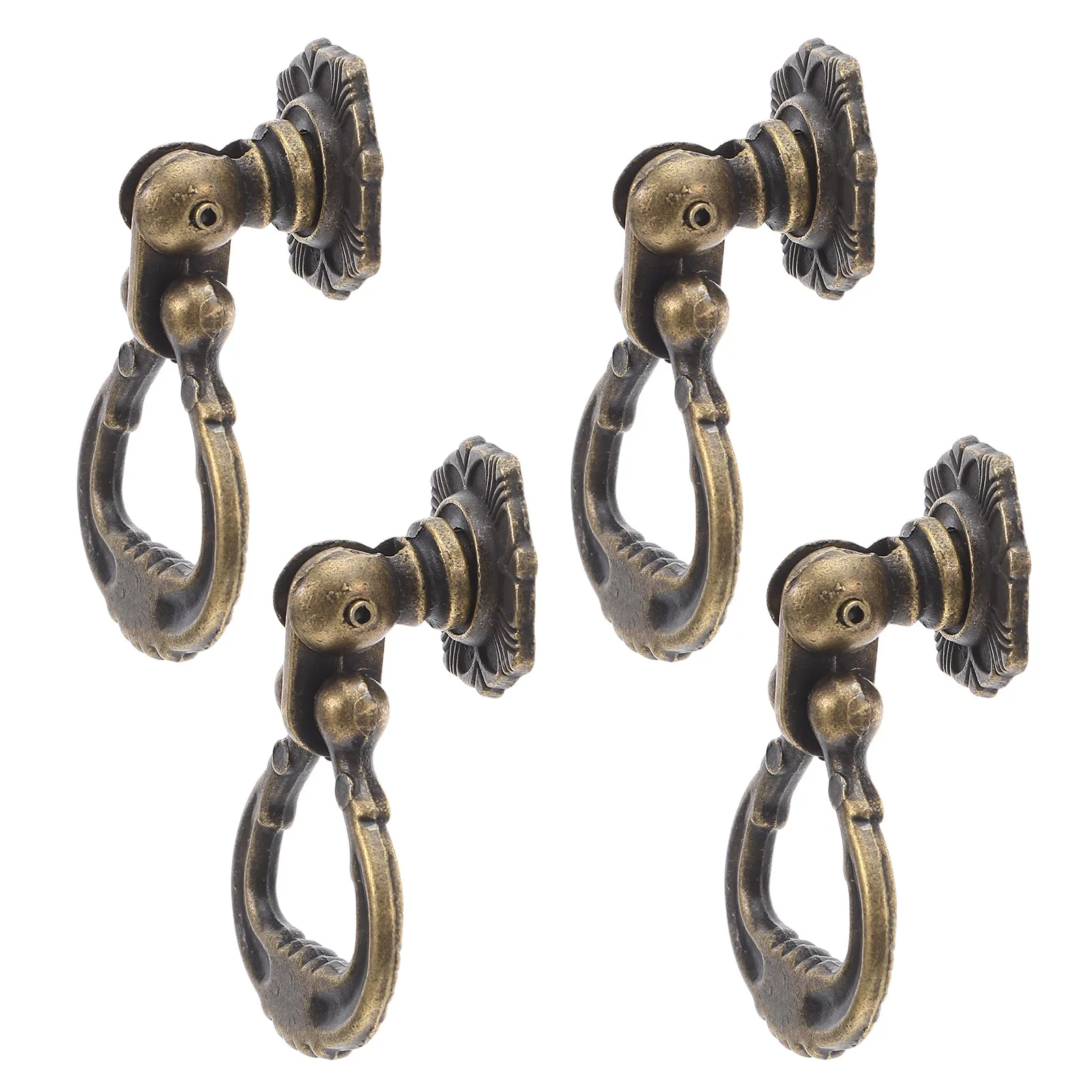 4Pcs Vintage Cabinet Dresser Drawer Pulls Single Hole Metal Handles Old Style Decorative Knobs for Wardrobe Cabinets Furniture