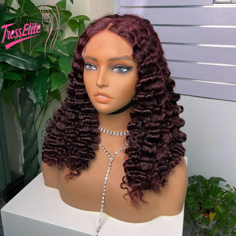 جودة عالية 5x5 الدانتيل الجبهة 99j #   شعر مستعار بشري مجعد بمظهر طبيعي وملمس ناعم بكثافة 200% ريمي عذراء برازيلي