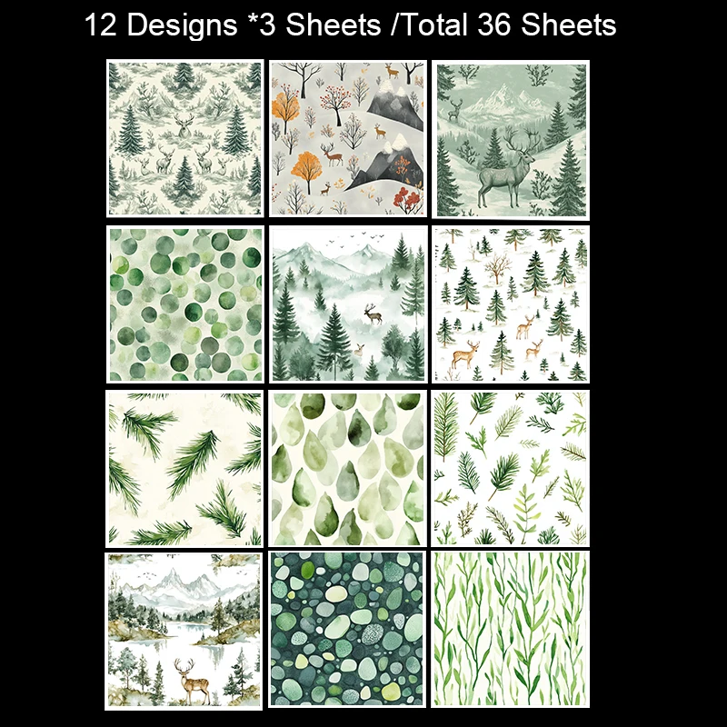 36 Lembar Kertas Scrapbook Ukuran 6x6 Inci: Pola Seni Vintage, Ideal untuk Junk Journal, Planner, Pembuatan Kartu & Dekorasi DIY