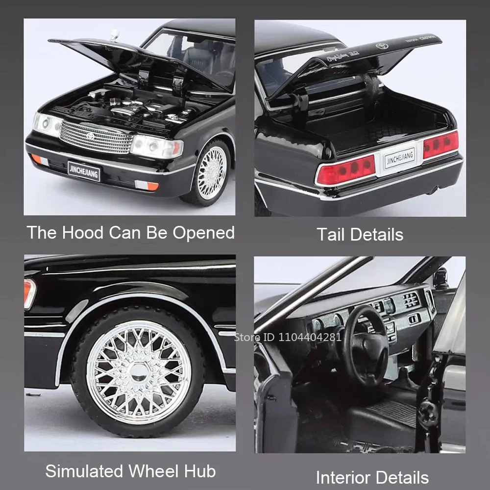 1:32 Crown GR86 Diecast Alloy Miniature Model Toys Car with Sound Light Pull Back 6 Doors Opened Vehices Children Christmas Gift