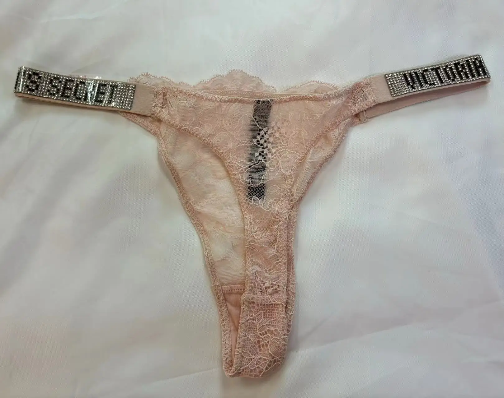 Victoria\'s Secret-lingerie sexy de marca rosa para mulheres, cuecas com renda, cuecas conforto, calcinha com strass, nova, 2024