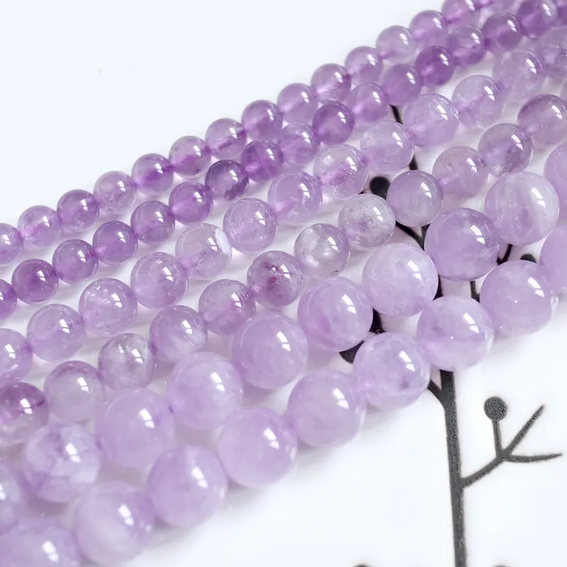 

Amethyst Quartz Stone Beads Natural 6mm8mm Light Lavender Purple Jewelry Making DIY For Girls Top Quality 15"