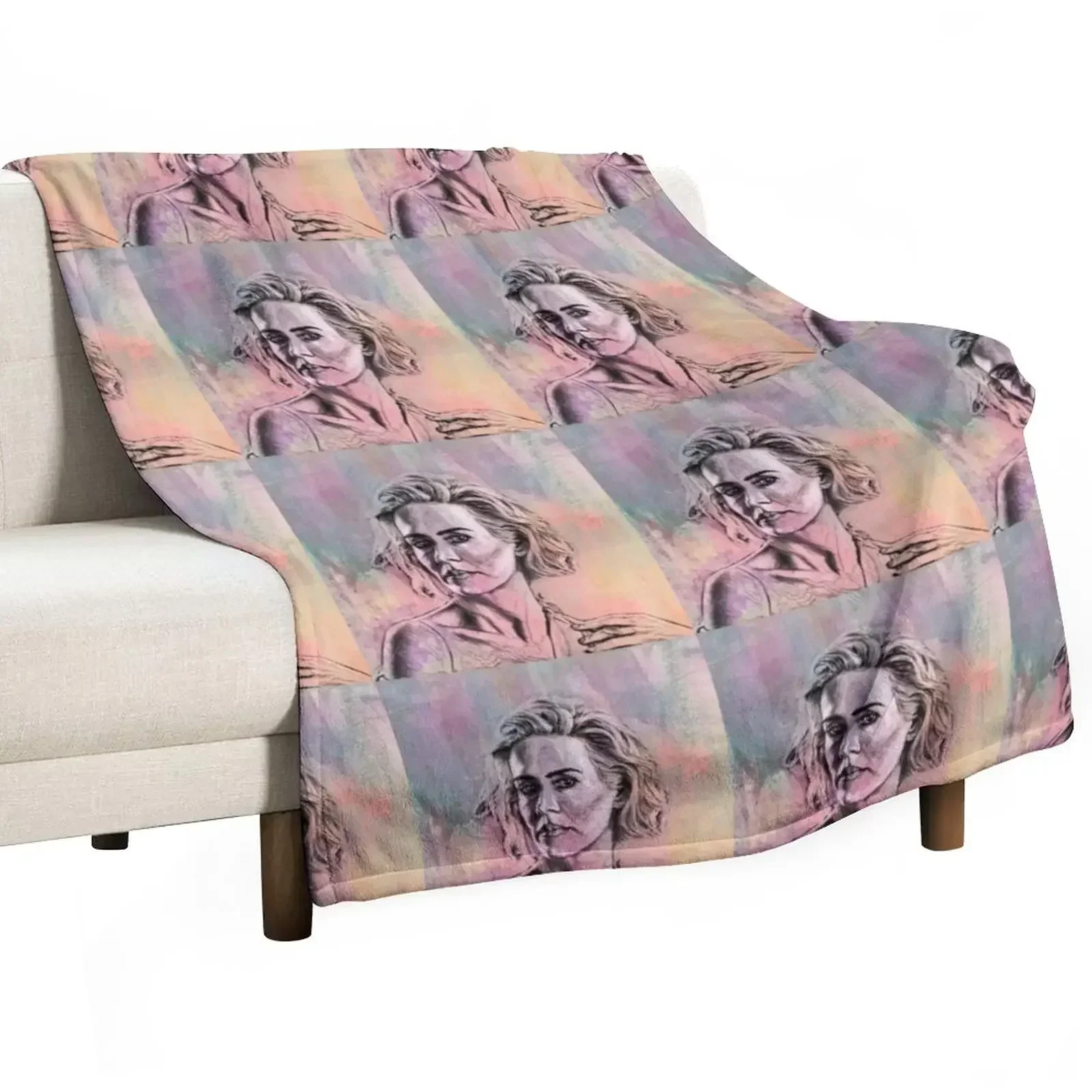 

Sarah Paulson portrait Throw Blanket blankets ands Loose sofa bed Custom Blankets