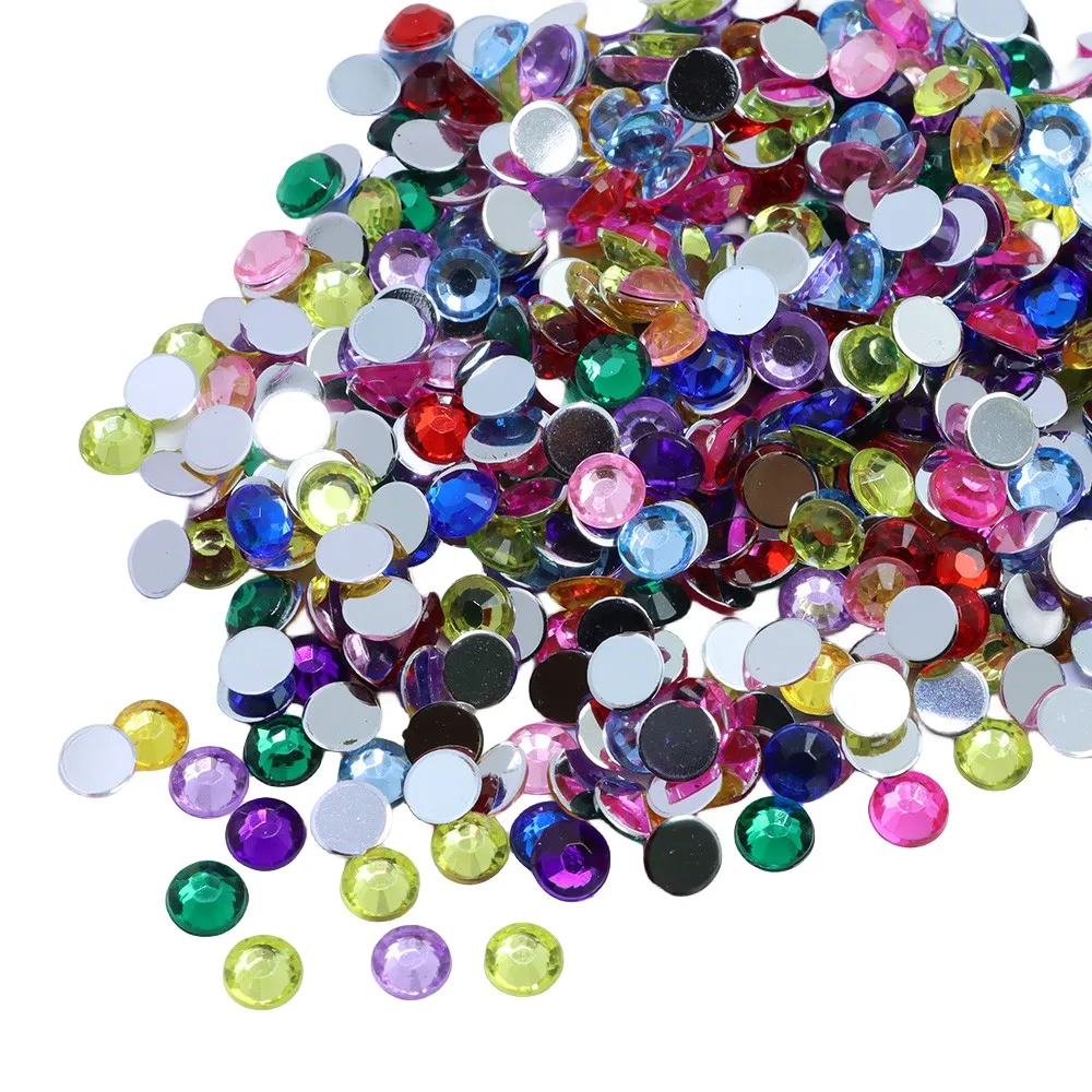 1000pcs 3/4/5/6mm Resin Crystal Diamonds Round Stones For Nail Art Mixed Colour Flat Backs Acrylic Rhinestones Gems