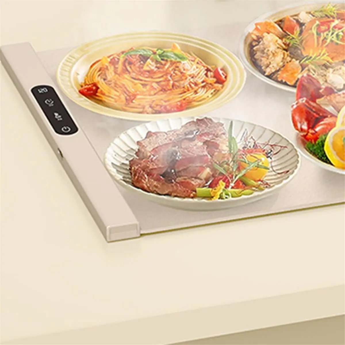 [hihi]-ポータブル電気食品保温トレイ-折りたたみ式保温マット-3段階温度設定付き-パーティー用急速加熱-euプラグ