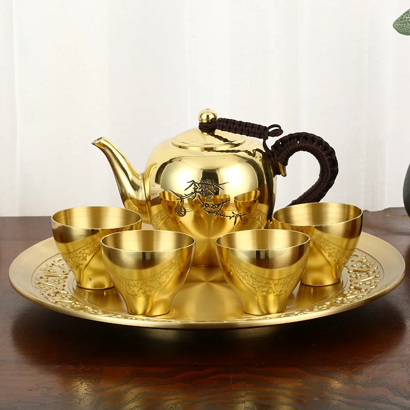 Wholesale Chinese Copper Teapot Tea Cup Tea Small Pure Copper Tea Set