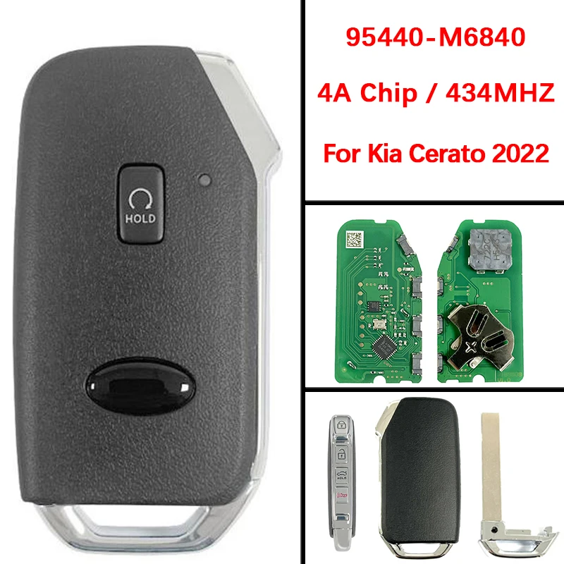 

CN051296 Aftermarket 5Buttons Smart Key Fob 433Mhz 4A Chip FCC 95440-M6840 FG00800 Keyless Go Remote For KIA Cerato 2022