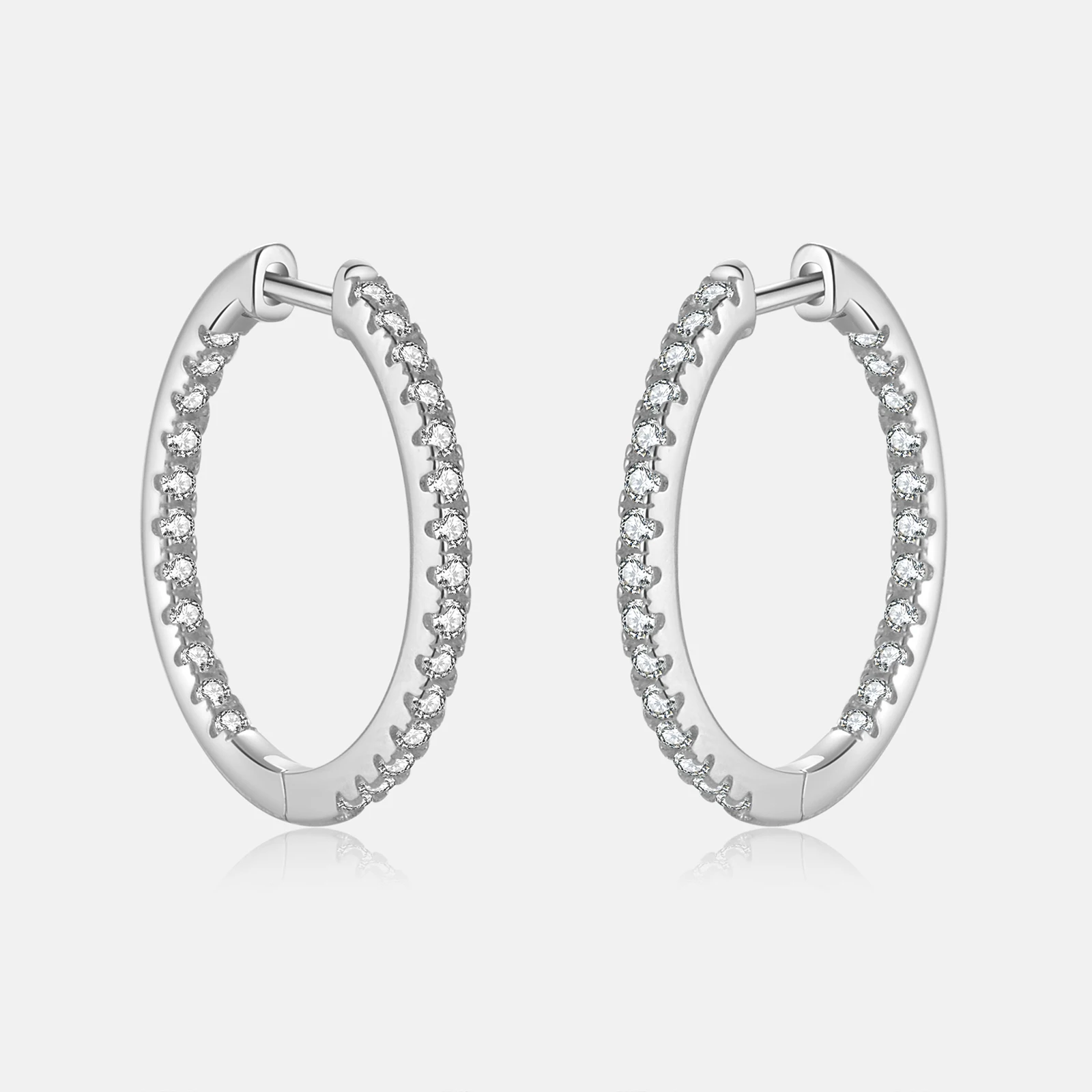 

VEWANT 925 Sterling Silver Inner 17mm Pave Zircon Big Hoop Earring Clips Women Luxury Fine Daily Jewelry Accessories