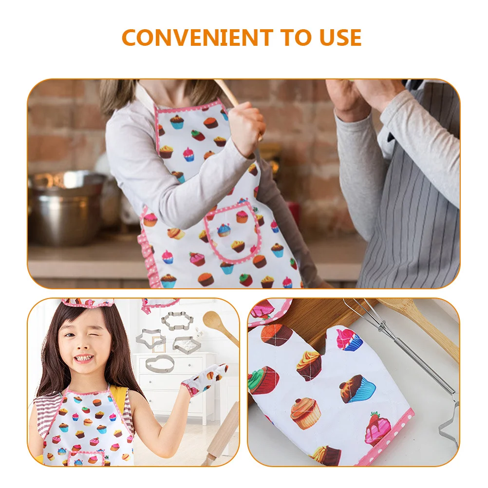 مجموعة واحدة من لوازم المطبخ، مجموعة أزياء الشيف للأطفال، قبعة مريلة الطبخ المتينة، هدية تعليمية للطهاة للأطفال #6