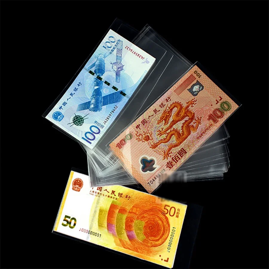 Clear Paper Money Banknotes Transparent Holder Pvc Case Photocards Sleeves Protection Bags Cedulas Collection Organizer 100pcs