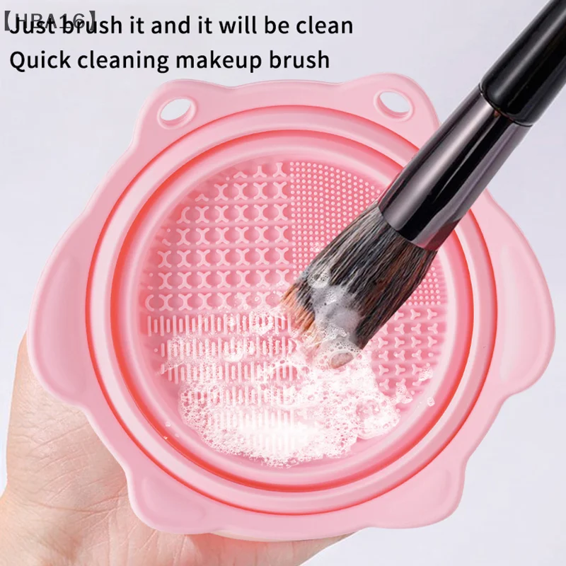 Multi-functional Silicone Makeup Brush Cleaning Folding Bowl Sponge Puff Beauty Tool Washing Scrubber Pad Soft Mat Scrubber Box