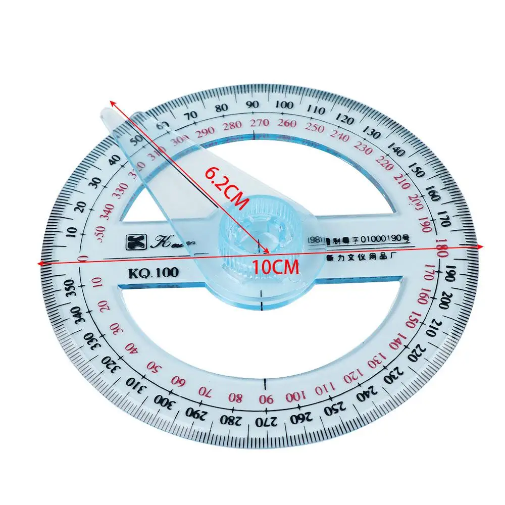 Suprimentos de desenho redondos duráveis de 360 graus, régua escolar, ponteiro transferidor, ferramenta de medição
