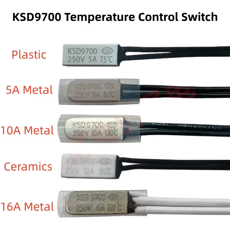 5pcs KSD9700 250V 5A 10A 16ATemperature Switch Thermal control 40 45 50 55 60 65 70 75 80 85 90 95 100 105 110 120 125 135Degree