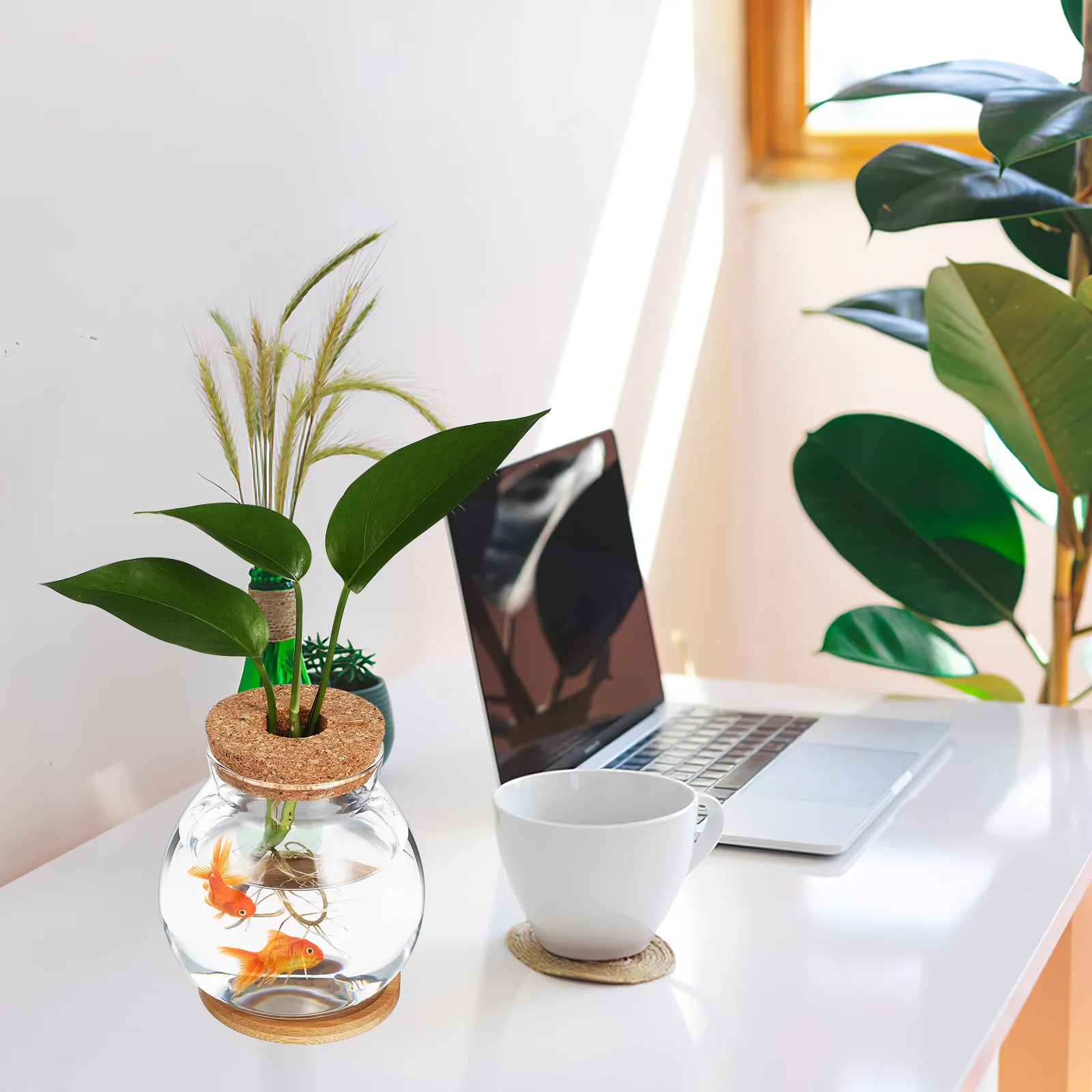 

Fish Bowl Jar Desktop Betta Planter Vase Glass Propagation and Terrarium Small Office Tank Bowls for