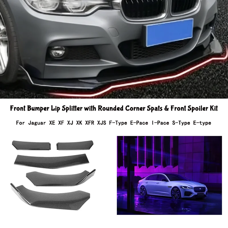 5-Segment Adjustable Front Bumper Lip Splitter Body Kit For Jaguar XE XF XJ XK XFR XJS F-Type E-Pace I-Pace S-Type E-type