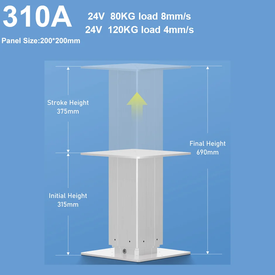 Colonna di sollevamento elettrica 24V 120KG 100KG carico TATAMI piattaforma di sollevamento verticale Desktop Smart APP Control