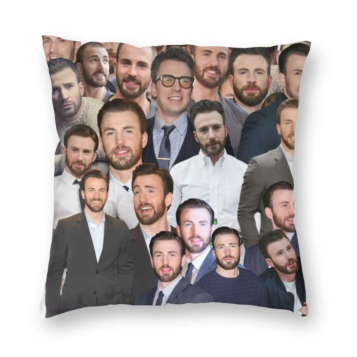 Chris Evans Photo Collage Square Pillowcase Polyester Linen Velvet Printed Zip Decorative Pillow Case Bed Cushion Cover