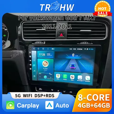 Android 16 Car Radio Multimedia Video Player For Volkswagen Golf 7 2011-2021 MK7 Navigation GPS 5G WIFI Carplay Auto 360 Camera