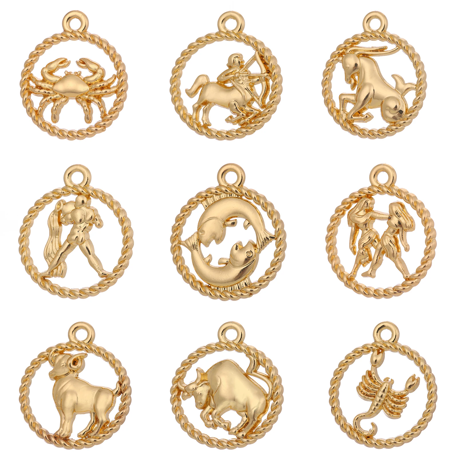 Teamer 12pcs/lot Zodiac Charms Gemini Aries Libra Taurus 12 Constellation Pendant for Jewelry DIY Making Necklace Birthday Gifts