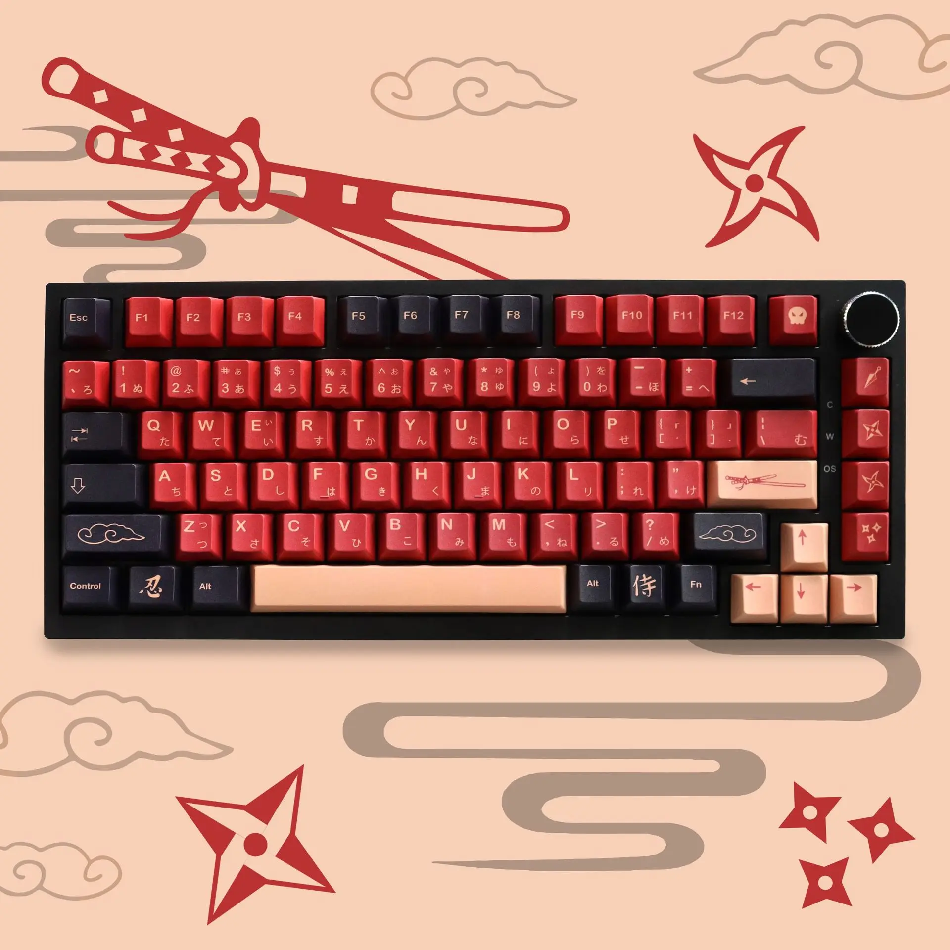 Red Samurai PBT five-sided sublimation keycap mechanical keyboard with personalized keys replica GMK original height small full