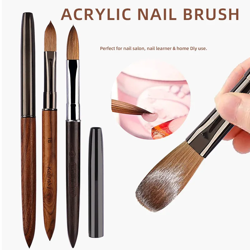 

1 шт., набор акриловых кистей для ногтей Kolinsky, 3D чистые кисти для ногтей ручной работы для акрилового нанесения, профессиональная кисть для дизайна ногтей