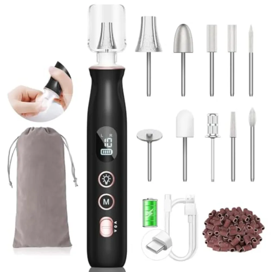 

Electric Nail File Drill Nail Drill with LCD and Lamp Long-Lasting Thick Toenail Grind Rechargeable and Cordless Toe Nail Filer