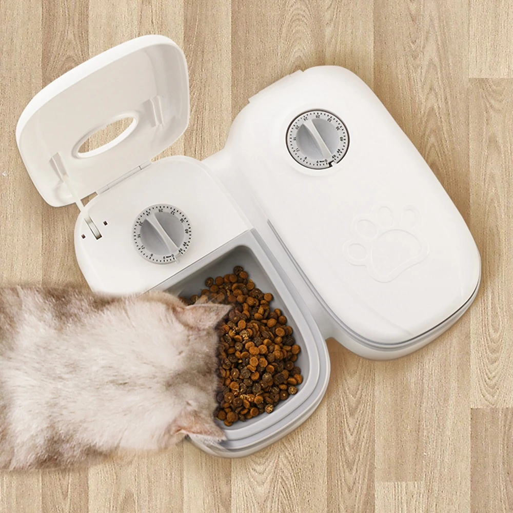 Pet Automatic Timing Feeder Large Capacity Dog Dry&Wet Food Container Electric Dog Double Dish Bowl For Cats Dogs