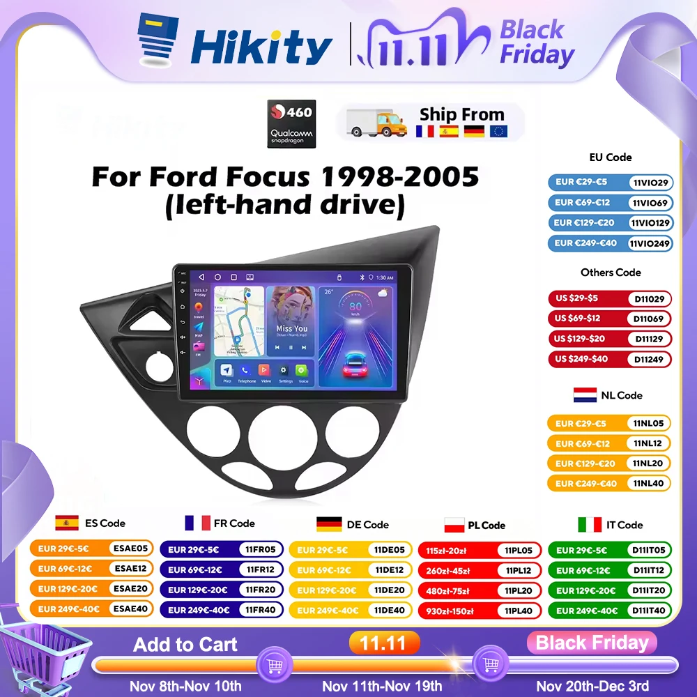 Hikity-راديو سيارة أندرويد لفورد فييستا ، كوالكوم سناب دراجون ، سيارة ، نظام تحديد المواقع ، واي فاي ، FM ، 8 نواة ، تركيز MK1 #1