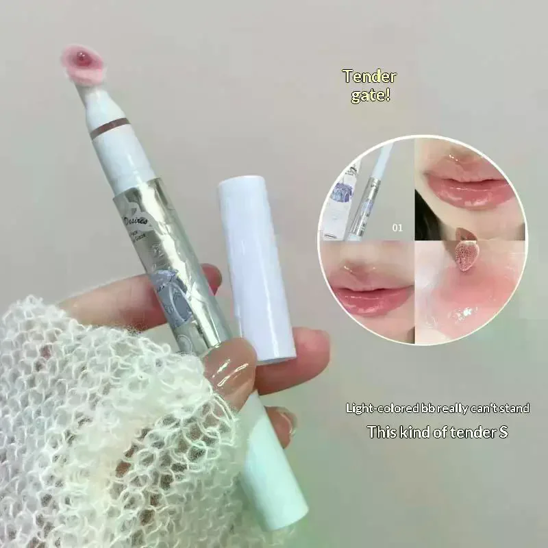 HERORANGE フラットスポンジヘッド リップグロス 保湿ミラーリップグレイズ 長持ち 防水 リッププランピングティント カップに付かないメイク