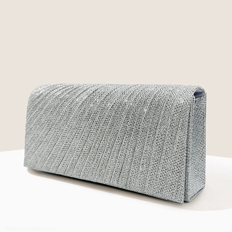 Sac à main argenté brillant pour femme, enveloppe scintillante, possède une pochette de jour, petit portefeuille long pour femme, sac à main à la