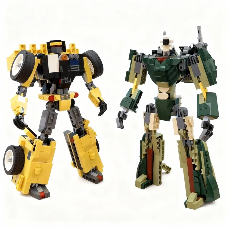 546pcs MOC Transformer Scrapper Excavator Using Icon Bumblebee Icons Model Building Blocks Christmas Gifts Construction Toy DIY