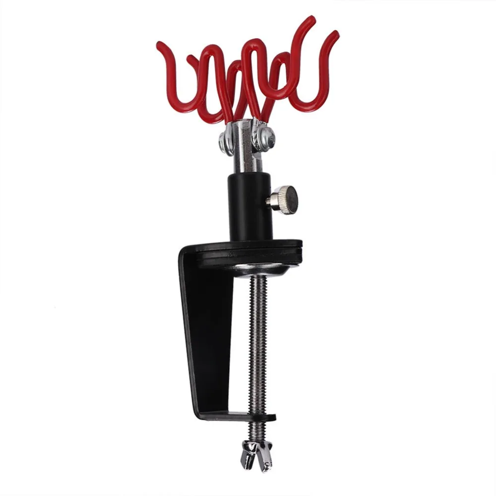 Black + Red Clamp-on Airbrush Stand 18.5*7.5cm Plastic + Metal Desktop Spray Gun Storage Rack Model Painting Tool Organizer view 3